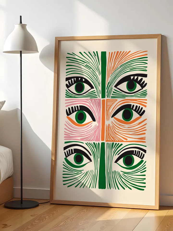 Abstract Eye Wall Art, Colorful Modern Eye Prints, Minimalist Digital Eye Poster, Vibrant Home Office Decor, Instant Download, Crazy eyes