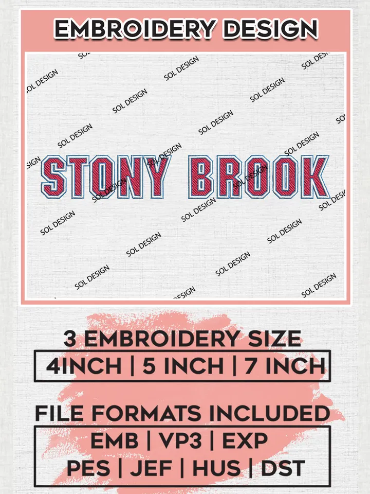 NCAA Stony Brook Football Team Word Logo Embroidery Design Files, NCAA Stony Brook Seawolves Machine Embroidery, NCAA Teams, Game Day, 3 sizes, NCAA Machine embroidery designs, Digital Download