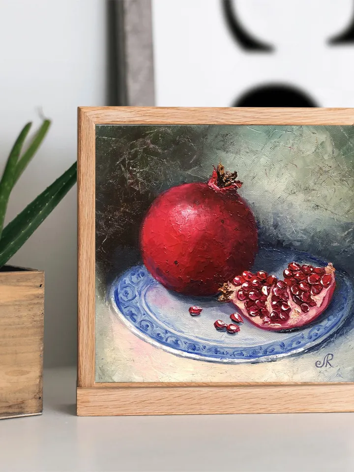 Fruits Oil Painting Original Kitchen Still life Pomegranate Art