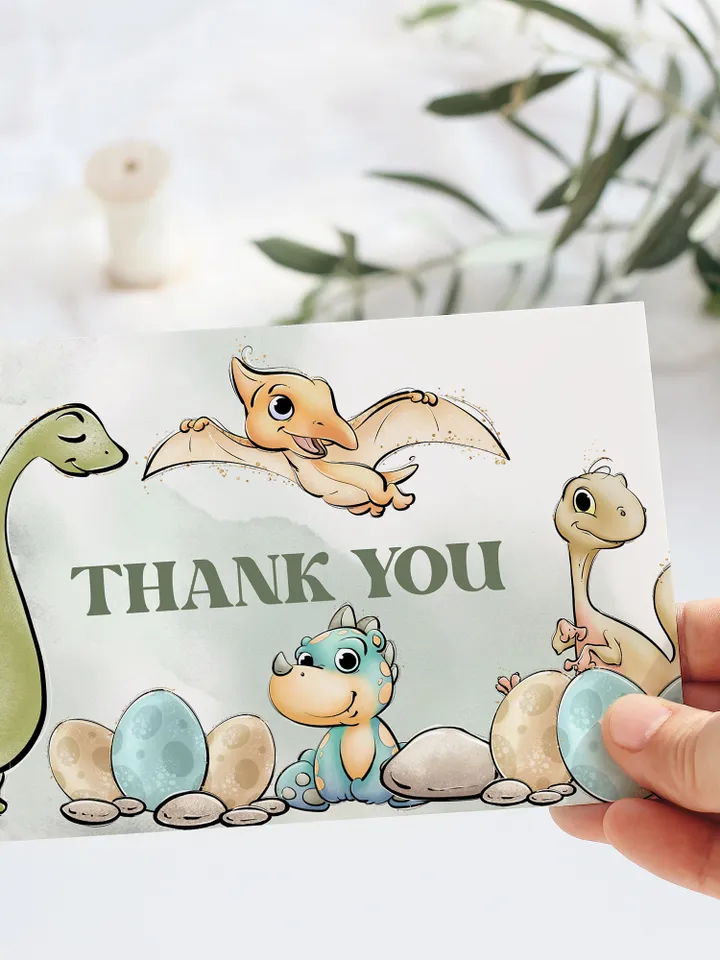 Editable Thank You card Dinosaur First Birthday thank you card; Dinosaur Party; Dinosaur Party Birthday Instant Download; di1