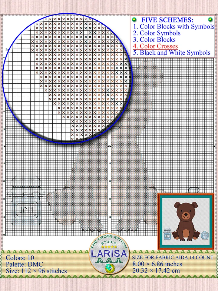 Bear Cross Stitch Pattern | Adorable Bear Cub Stitch Pattern
