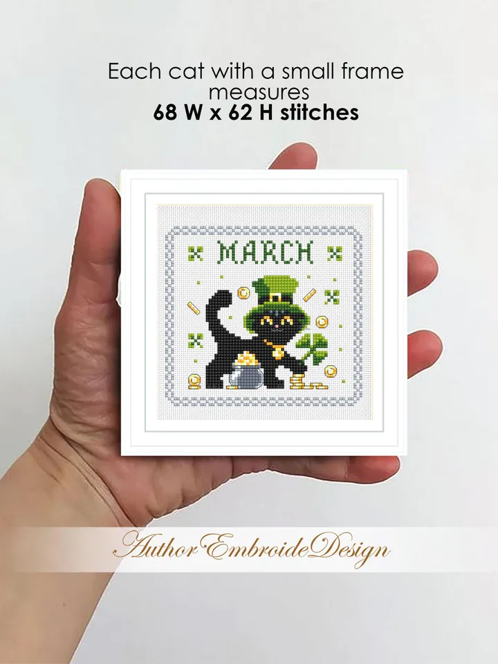 Funny cat calendar cross stitch pattern PDF download Black cat cross stitch chart, Cute cat pattern digital PDF, Cat holiday cards #K60
