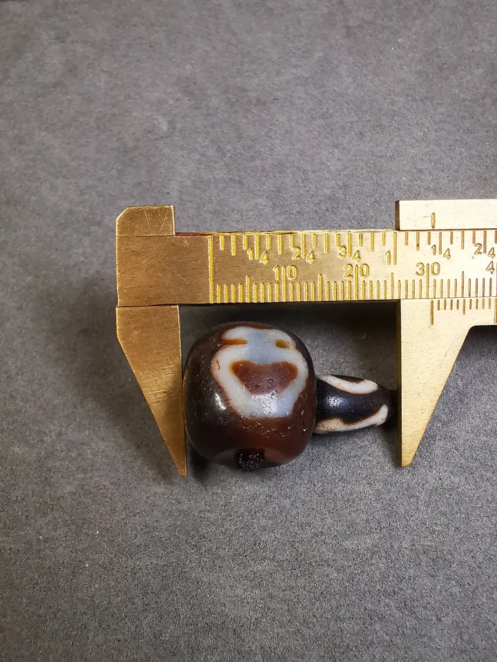 Gandhanra Old Vase Dzi Guru Bead,T-drilled 3-Hole Mala Bead, Prayer Bead,Connector Bead for Buddhist Bead