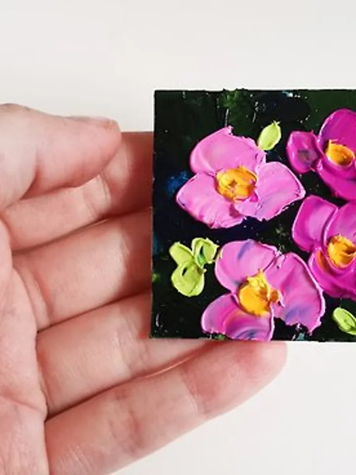 Chinese Roses 油畫原作 Original Art 手工油畫 Cute Flowers 油畫 Oil Painting Small Verafe