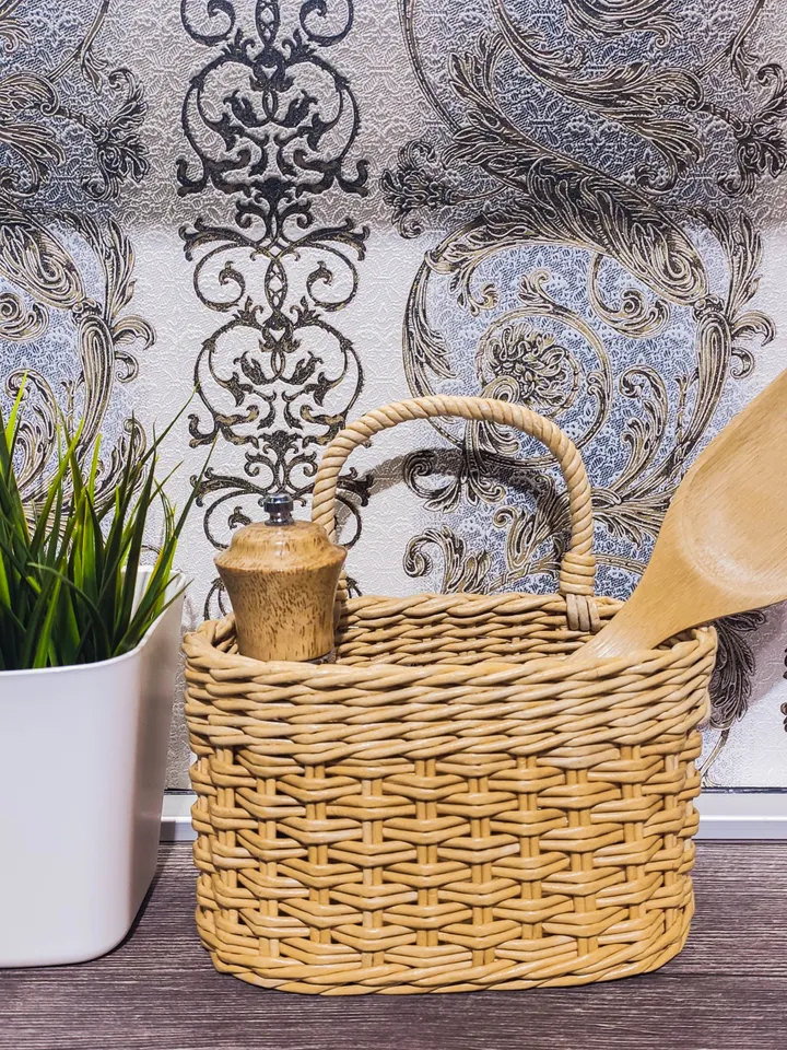 Kitchen organizer Small hanging basket Wicker storage basket