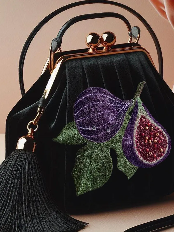 Set of 11 machine embroidery designs “Sweet figs” using artistic satin stitch technique
