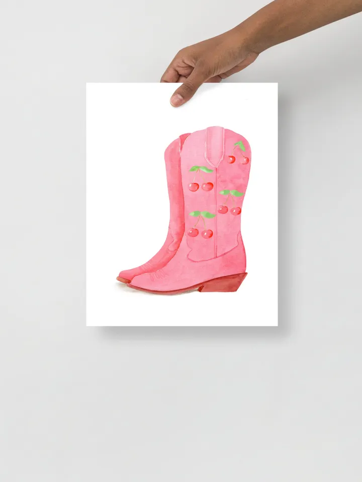 Pink Cowgirl Boots, Preppy Wall Art, Western Home Decor, Retro Girly Wall Art, College Dorm Decor, Gift For Her, Trendy Wall Art, Pink Print