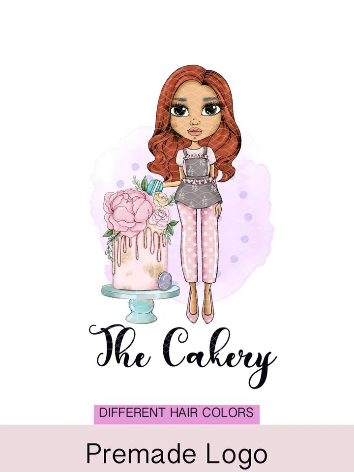 Amazing baking shop premade logo design, sweets logo, cake designer logo