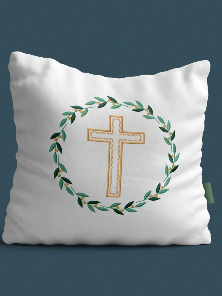 Cross with wreath embroidery design Machine embroidery pattern 3 sizes, Embroidery files christian cross, Religious embroidery Easter #R46