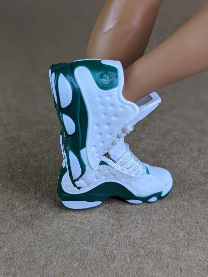 Premium white & green sneakers for 12 inch male dolls