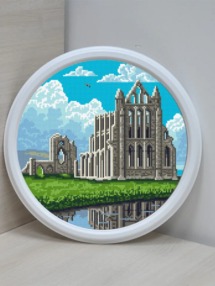 Whitby Abbey medieval castle cross stitch pattern download PDF Draculas castle embroidery PDF, Nature cross stitch, Gothic architecture #C7