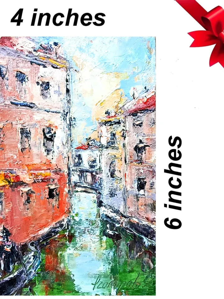 Venice Painting Italy Original Fine Art Cityscape Impasto Oil Wall Art Grand Canal Artwork Travel Gifts by ArtProkopaloSv