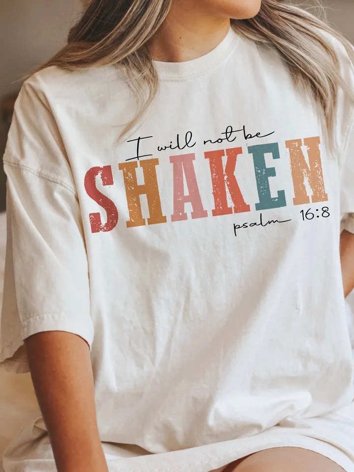 I Will Not Be Shaken PNG Boho Christian Sublimation Design Bible Verse Shirt Design Christian Verse PNG Inspirational Psalm Verse PNG