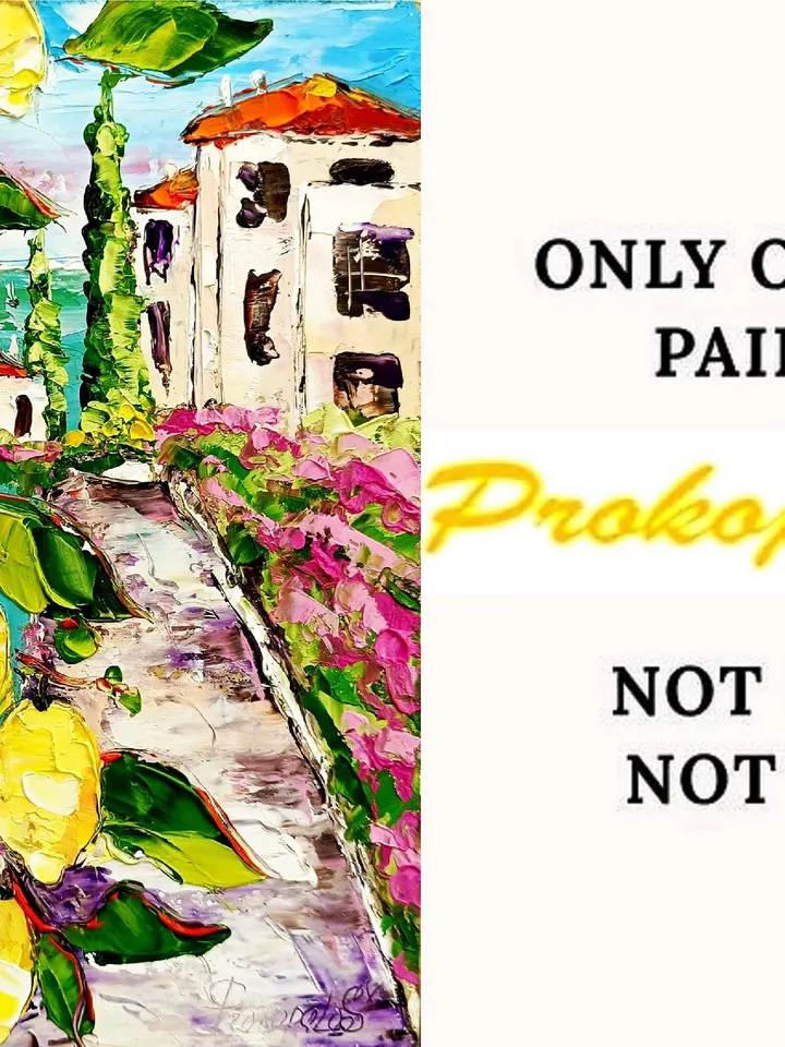Amalfi Lemon Tree Painting Courtyard Original Art Impasto Oil Painting 10x8 Coastal View Free Shipping Floral Wall Art by ArtProkopaloSv
