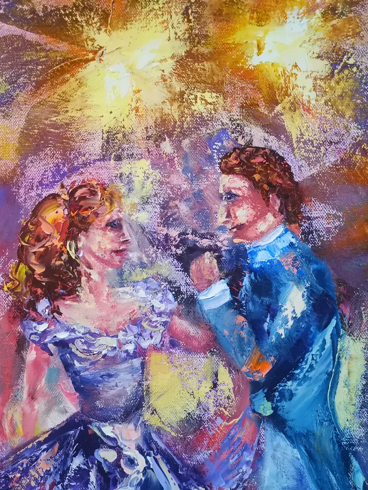 Oil Painting Loving Dance Woman Men Love Light Art Original Artist Svinar Oksana