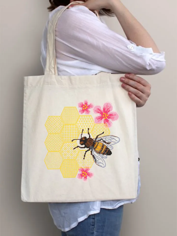 Honey bee cross stitch pattern PDF Honeycomb blackwork patterns download PDF, Honeybee floral blackwork embroidery, Bee hoop art #W14