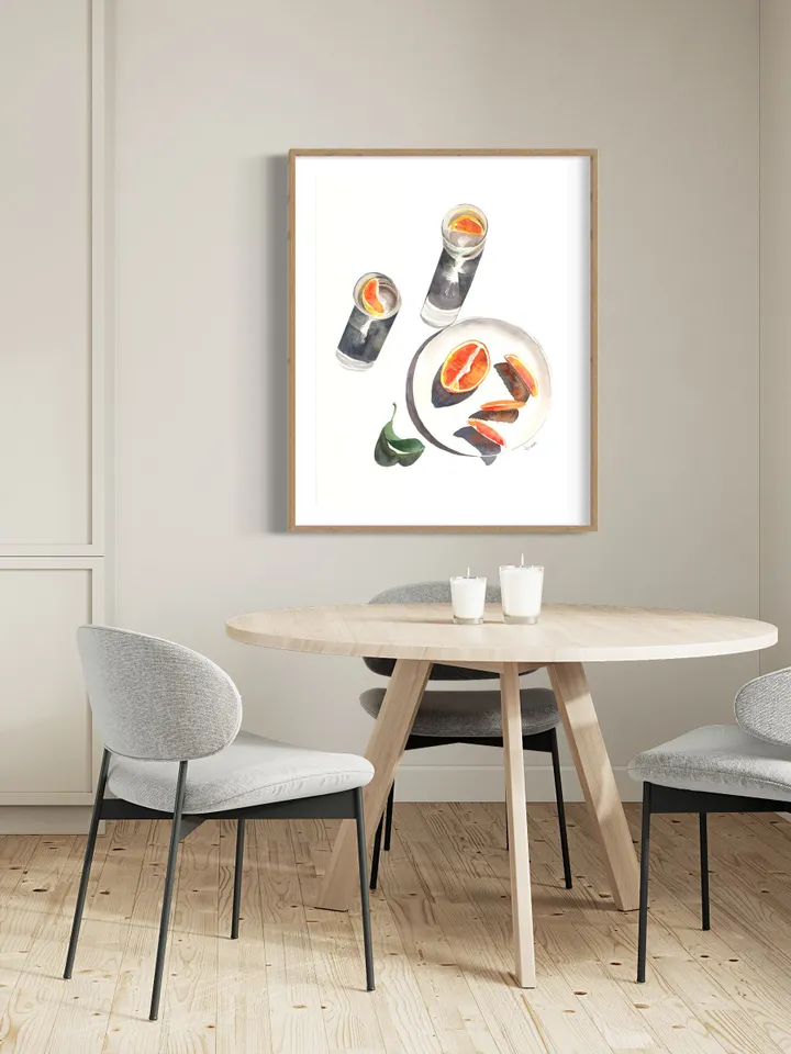 Watercolor Cocktail Orange Wall Art Still Life Print, Watercolor Drink, Modern Food Art, Modern Kitchen Decor, Bar Cart Art,Minimalist Decor