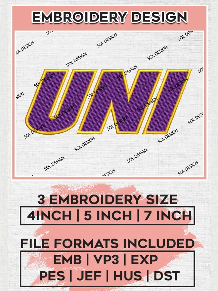 NCAA UNI Team Logo embroidery designs, NCAA Northern Iowa Panthers Logo Machine embroidery files, NCAA Team Logo embroidery designs, NCAA Game Day Machine embroidery designs, Digital Download