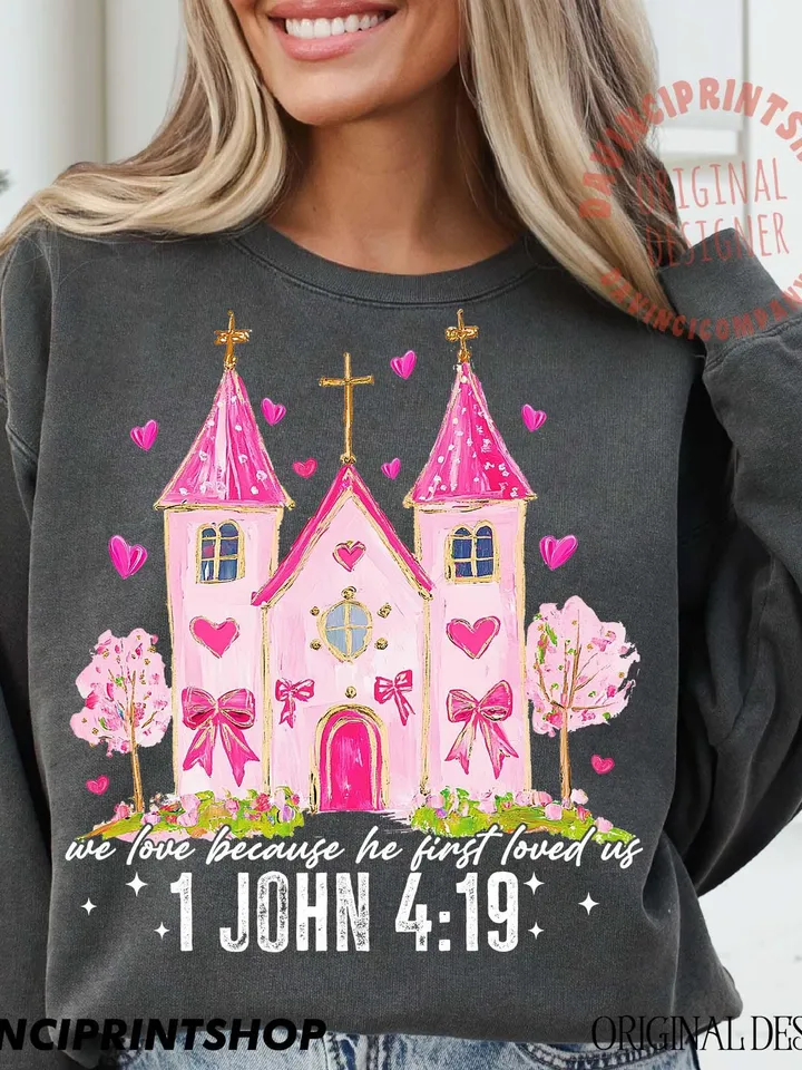 We Love Because He First Loved Us Png, Christian Valentine png, Jesus Valentine png, Valentine Coquette Png, Love Like Jesus, png designs