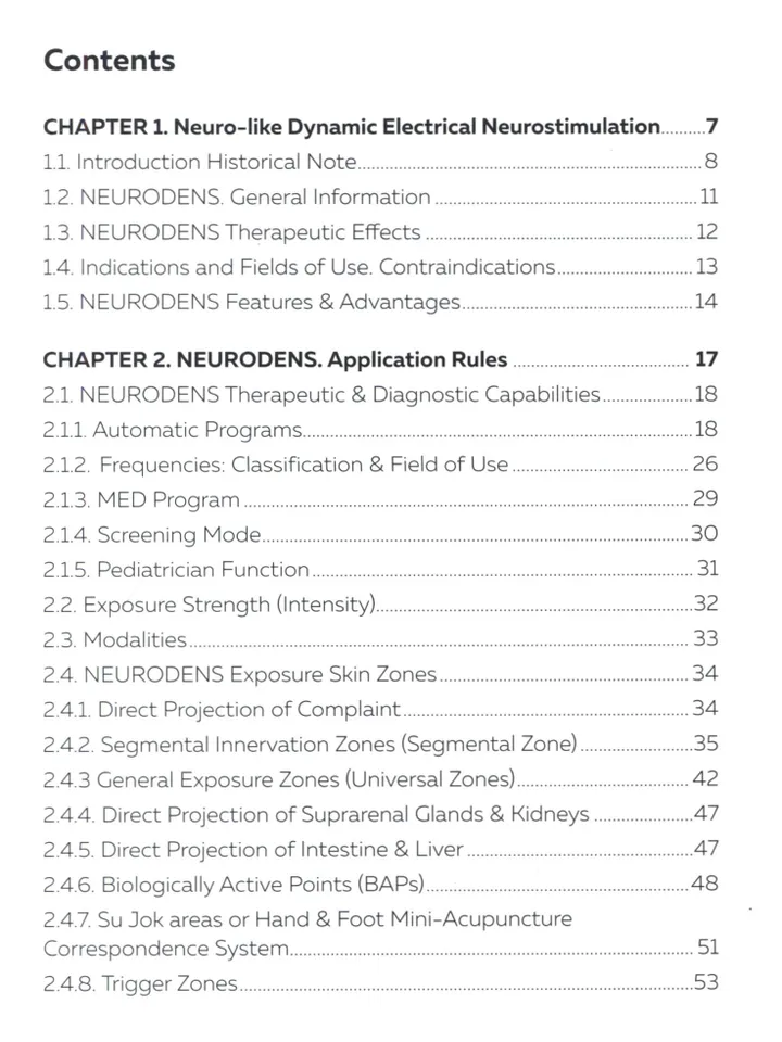 NEURODENS ILLUSTRATED complete GUIDE, English paper manual, Denas therapy- ENGLISH