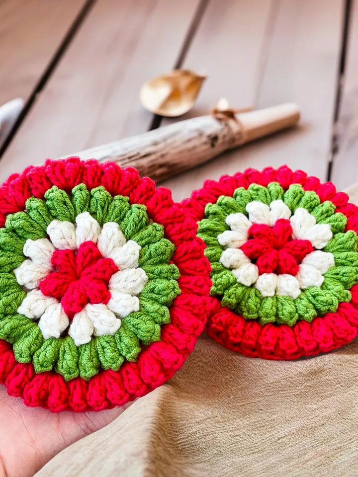 Flower Scrubby Crochet Pattern, Festive DIY Decorative Scrubby for Eco-Friendly Christmas Gift, Easy Beginner PDF Tutorial