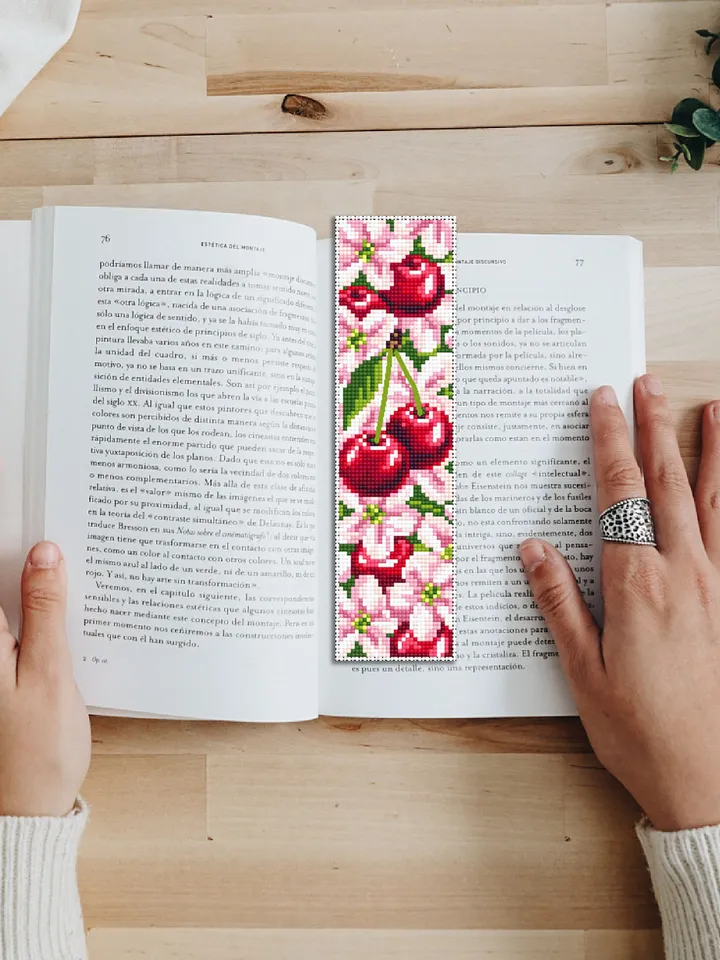 Сherry blossom bookmark cross stitch pattern PDF download Floral bookmark pattern, Cherry berries, Spring embroidery PDF Sakura flower #B145