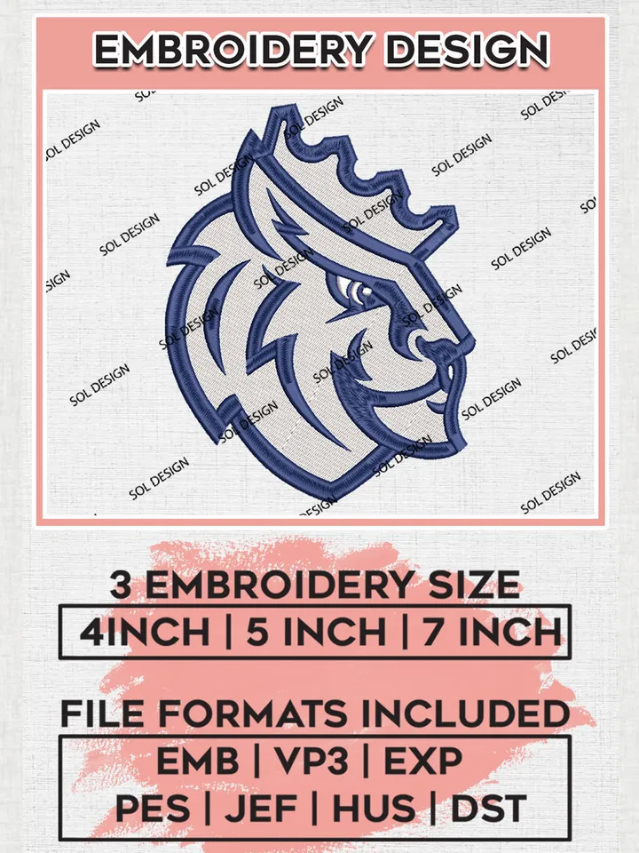 Queens University Royals College Football Team Head Mascot Logo embroidery designs, NCAA Queens University Royals Logo Machine embroidery files, NCAA Team Logo embroidery designs, NCAA Game Day Machine embroidery designs, Digital Download
