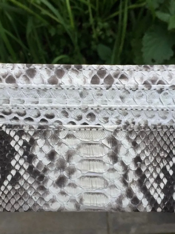 Genuine python skin creditcards holder | business cads holder gray snake colour unisex wallet small | gift idea exotic python skin leather