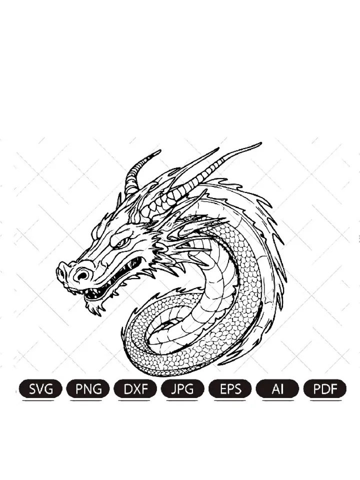 Dragon portrait svg,dragon vector,dragon head ,instant digital download