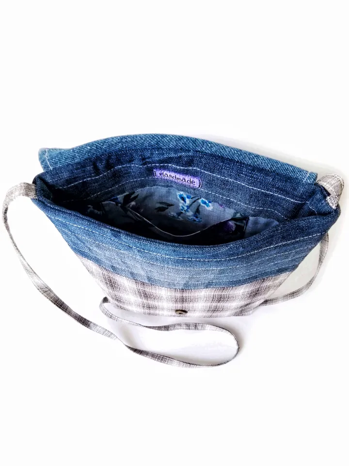 Handmade Denim Shoulder Hand Embroidered Bags for Women - Patchwork Crossbody Handbags: Unique Fabric Purses Handcrafted. FREE SHIPPING!