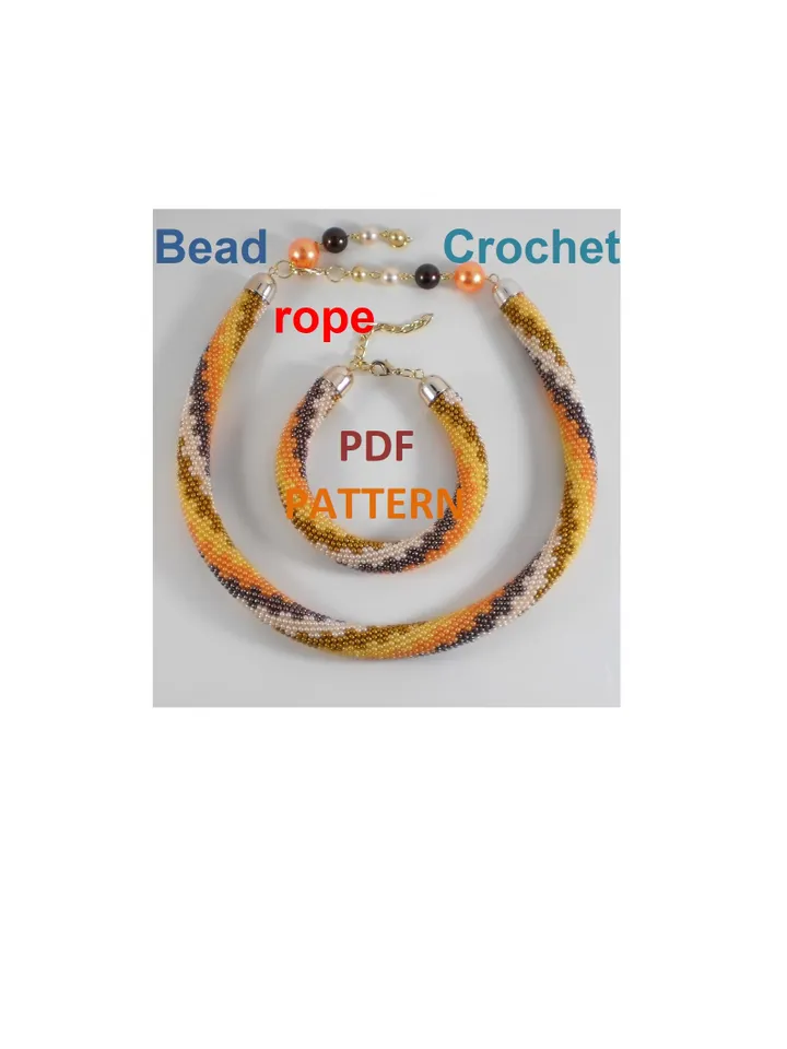 Bead crochet rope pattern «Nodules» necklace and bracelet, DIY, Instant Download, PDF fail