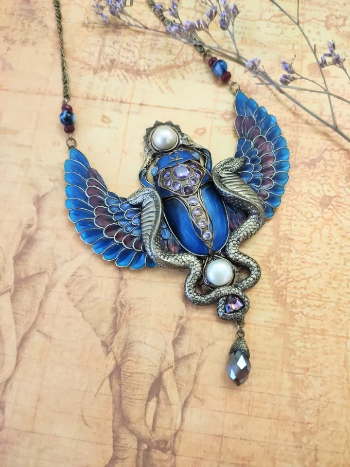 Scarab Jewelry, Scarab Pendant, Scarab Necklace, Fantasy Jewelry, Egyptian Scarab