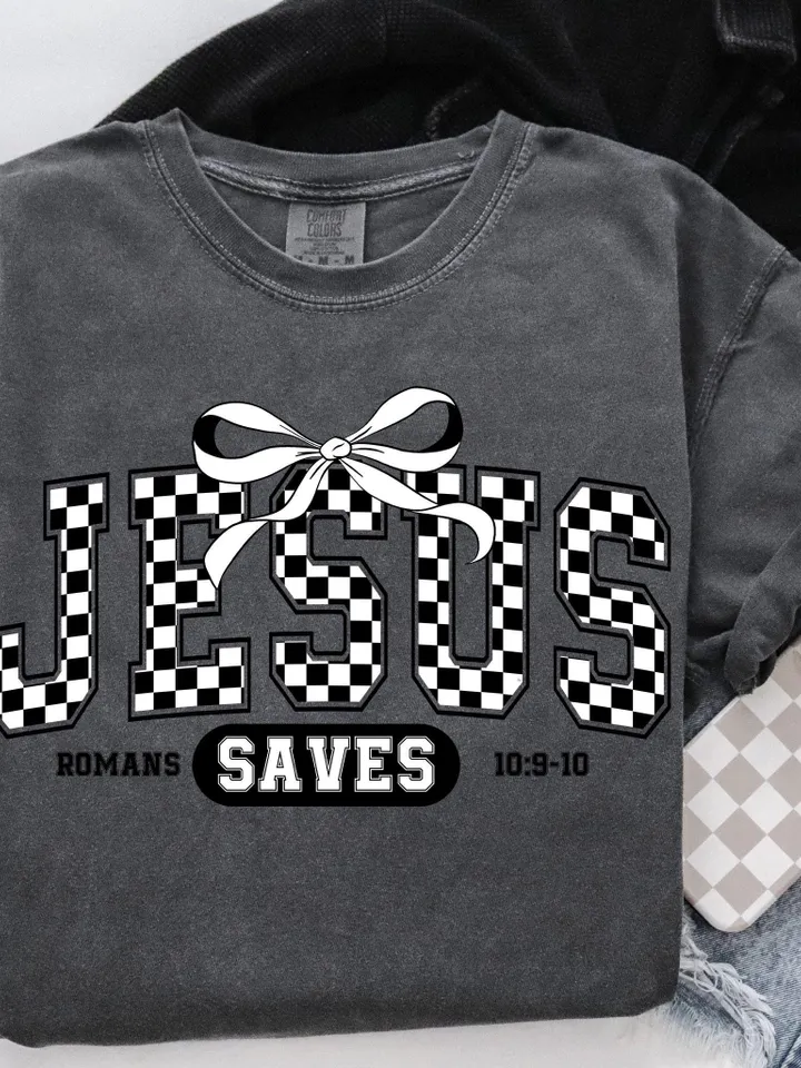 Jesus Saves PNG Digital Design Download, amen png, romans png, christian png, pray png, bible verse png, single color png, retro png