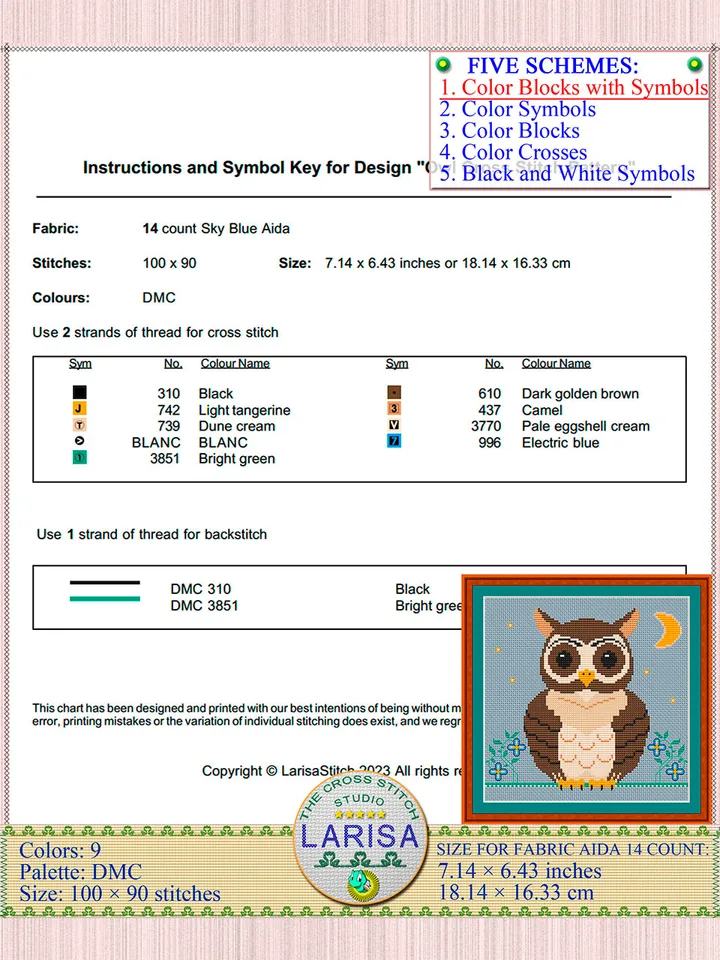 Owl Cross Stitch Pattern | Enchanting Owl Design