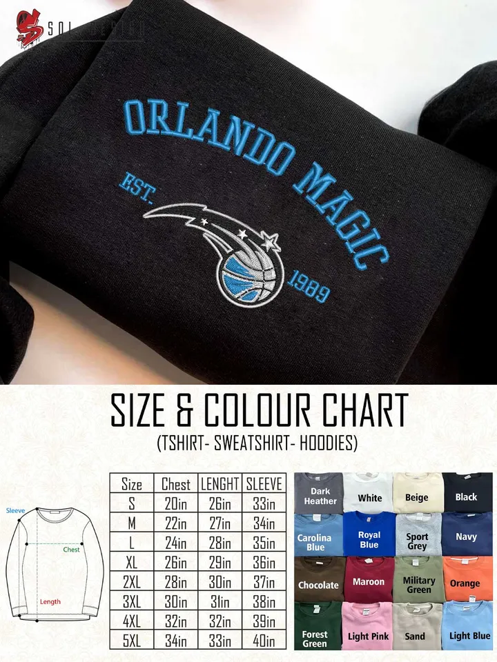 Orlando Magic Est 1989 Embroidered Sweatshirt, NBA Team Embroidered Sweater, NBA Orlando Magic Shirt, Basketball Embroidered Hoodie, Unisex Crewneck, NBA Basketball Fan Gift Tee