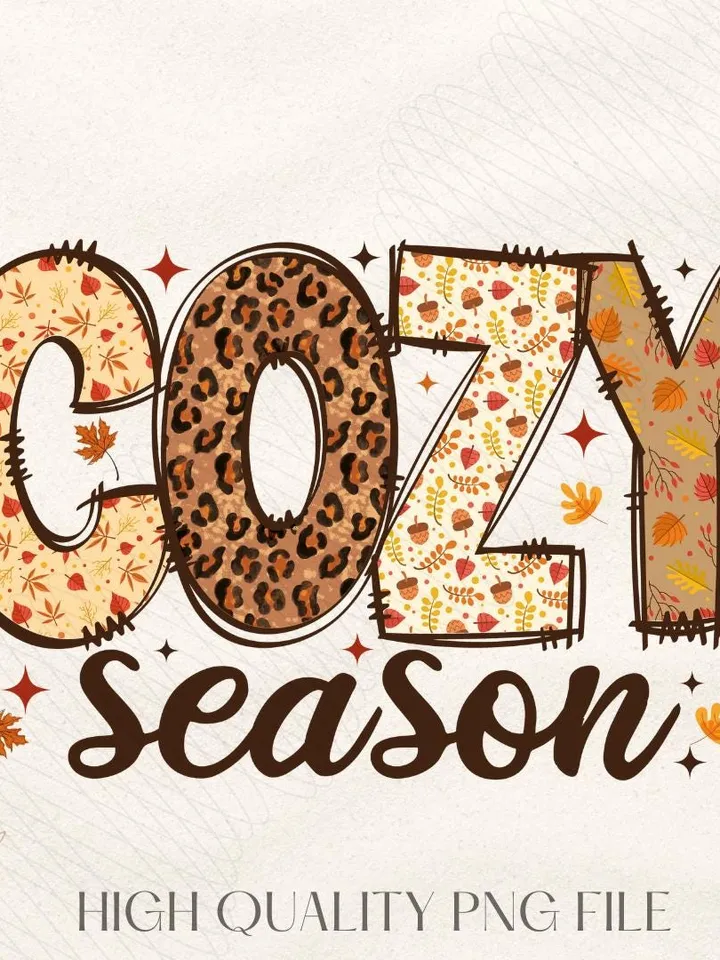 Cozy Season PNG, Fall Png, Autumn Png, Thanksgiving Png, Fall Sublimation Design, Retro Halloween Png, Cozy T shirt Sublimation Design