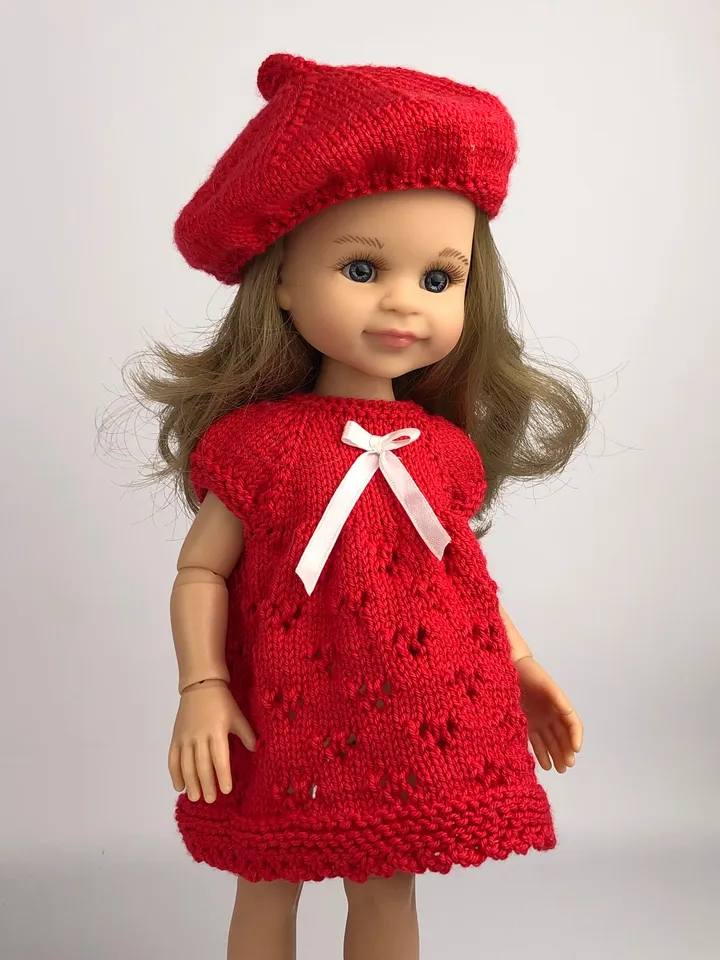 Paola Reina Doll 3 ITEMS Set: Exclusive OOAK Handmade Outfit - Dress, Beret, Shoes
