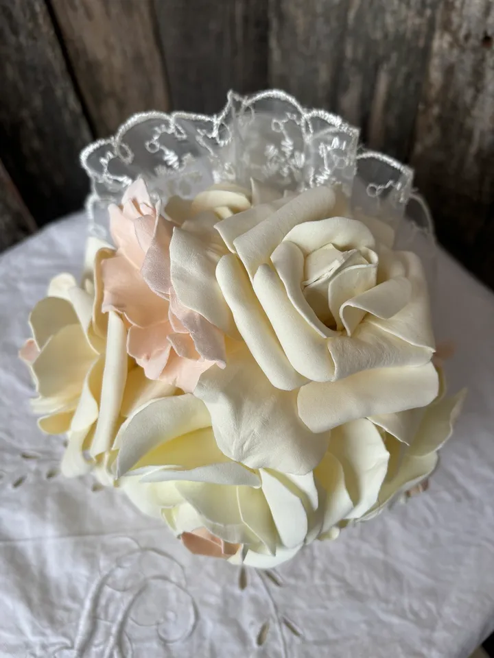 Handmade bridal bouquet double and boutonniere for groom/wedding bouquet/boutonniere for the groom/ wedding boutonniere