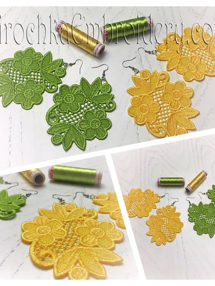 Lage Free Standing Lace Earrings machine embroidery design FSL pattern digital embroidery design jewerly embroidery motif