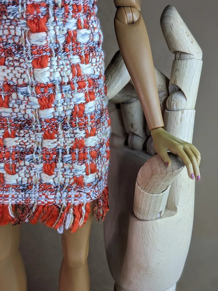 Handmade checked bouclé mini dress for 16-inch Fashion Royalty dolls (FR16)