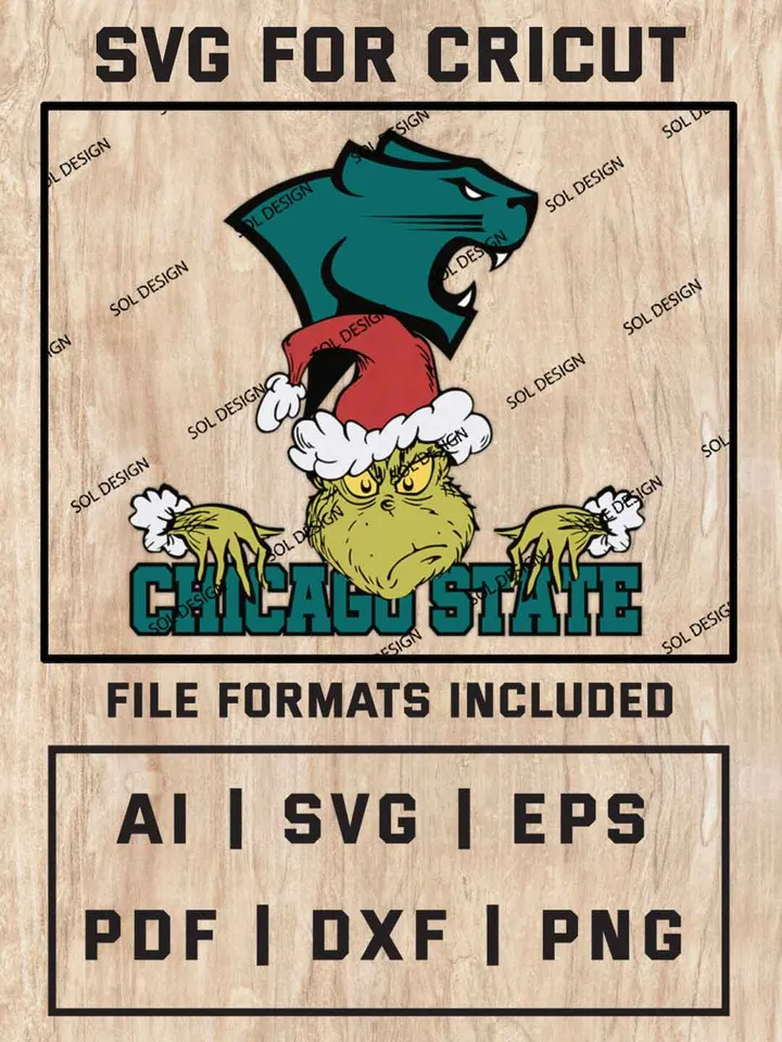 Grinch Chicago State Cougars SVG, NCAA SVG Design, NCAA Chicago State Cougars SVG, NCAA Cougars Cricut, Christmas Svg, Grinch svg, Digital Download