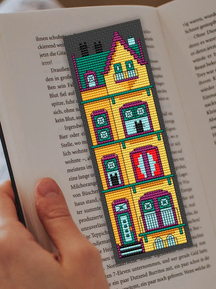 Cross stitch bookmark pattern Cat House
