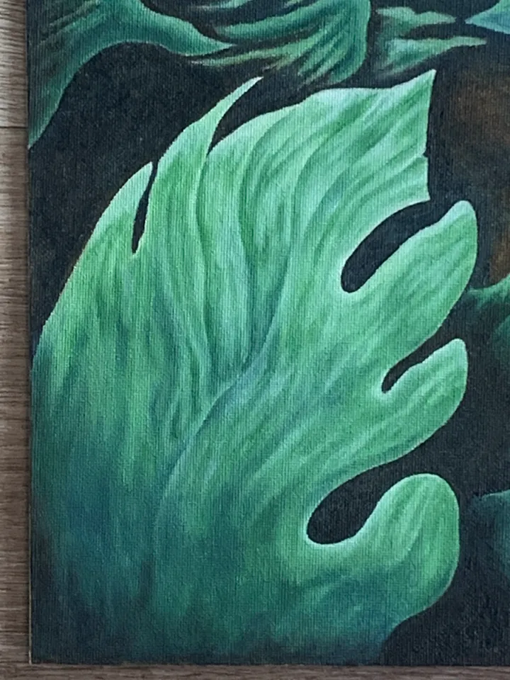 Interior design painting "Abstract green leaves"