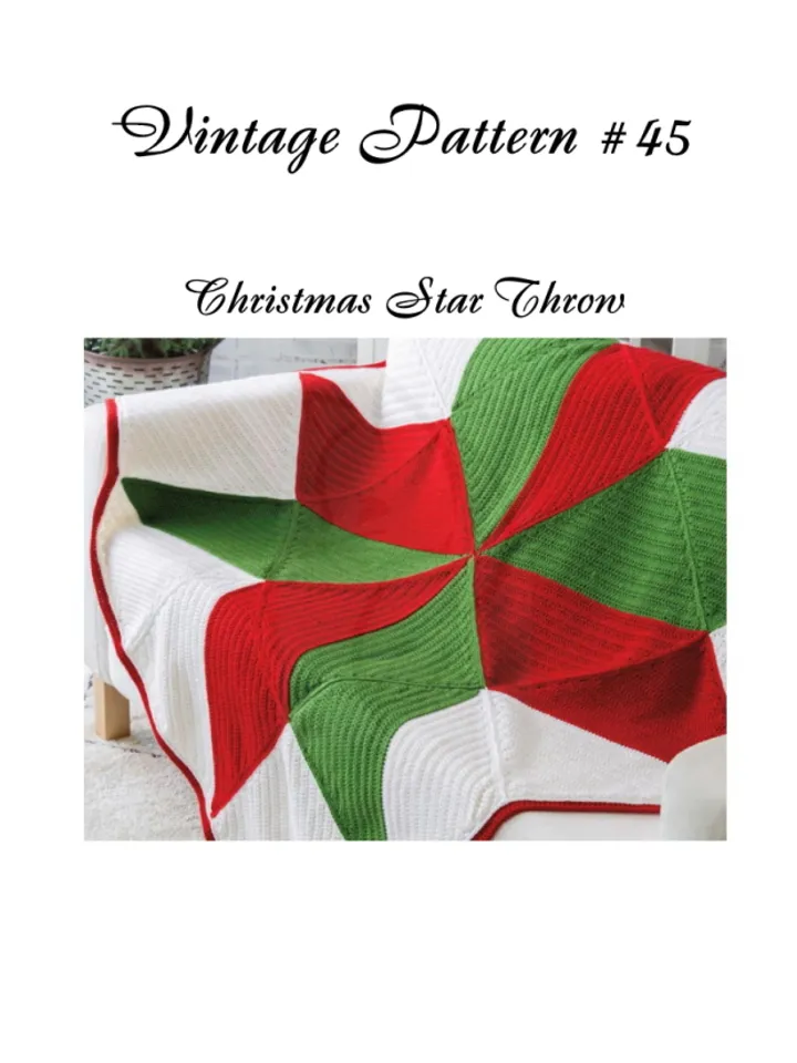 Vintage Crochet Pattern 45 Christmas Star Thron Afghan