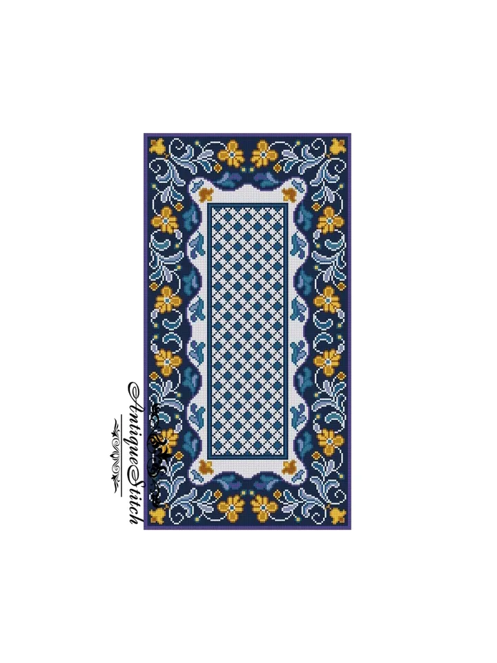 Carpet 09 Antique Needlepoint Rug Cross Stitch Pattern PDF