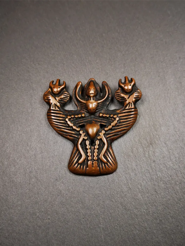 Gandhanra Antique Tibetan Buddhist Amulet,Garuda,Garula,Suparna,Golden-winged Bird Pendant,Made of Bronze,80 Years Old - 2.24"