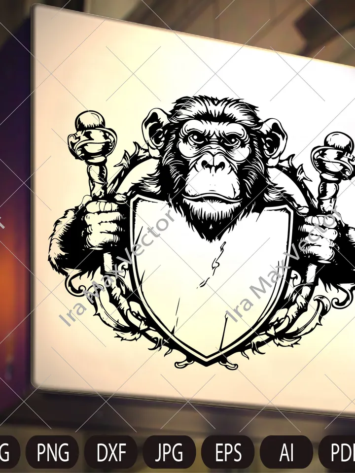 Monkey head svg, monkey svg,monkey heraldic, monkey Clipart, monkey Face Svg, monkey coat of arms,monkey heraldry,monkey