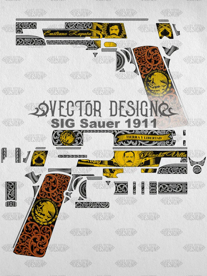 VECTOR DESIGN SIG Sauer 1911 Emiliano Zapata and Pancho Villa