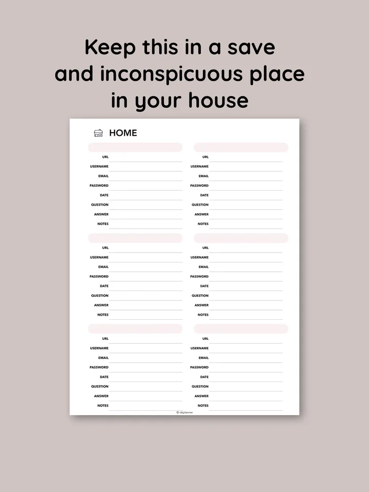 Printable password planner. Ultimate Password Organizer. Thematic password scheduler.Password keeper.
