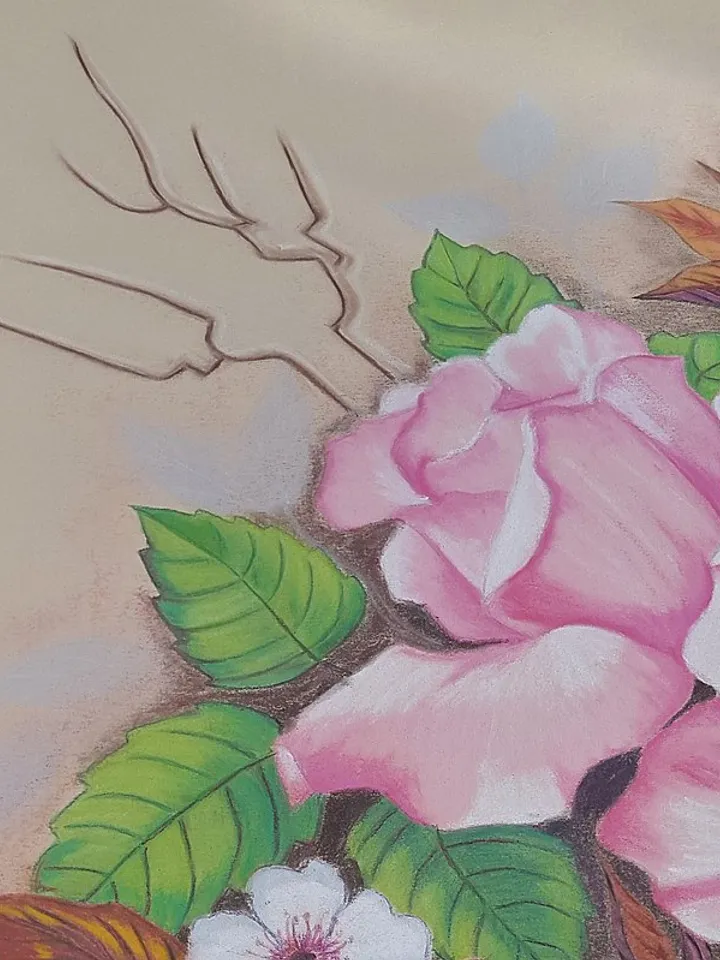 Roses Painting Cherry Blossom Original Art Floral Wall Art Pink Flower Painting